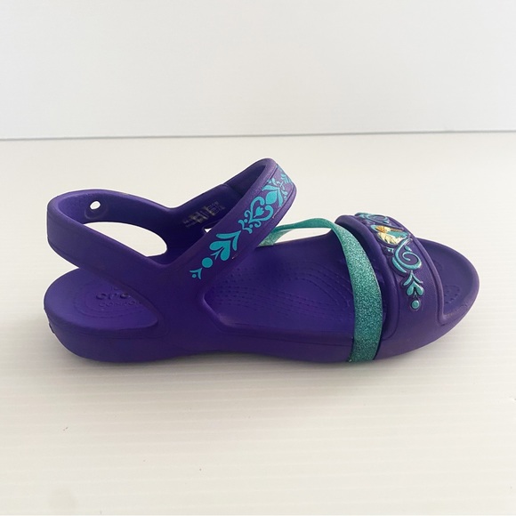 Crocs Girls Disney Frozen Sandals Shoes Purple Childrens Size 12 Elsa Anna Kids - Picture 8 of 16
